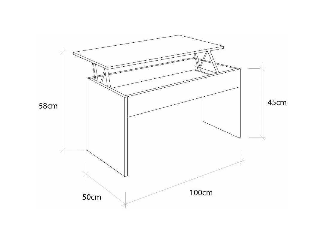 Mesa de centro elevable de 100x45x50 cm de estilo moderno en color blanco Premier
