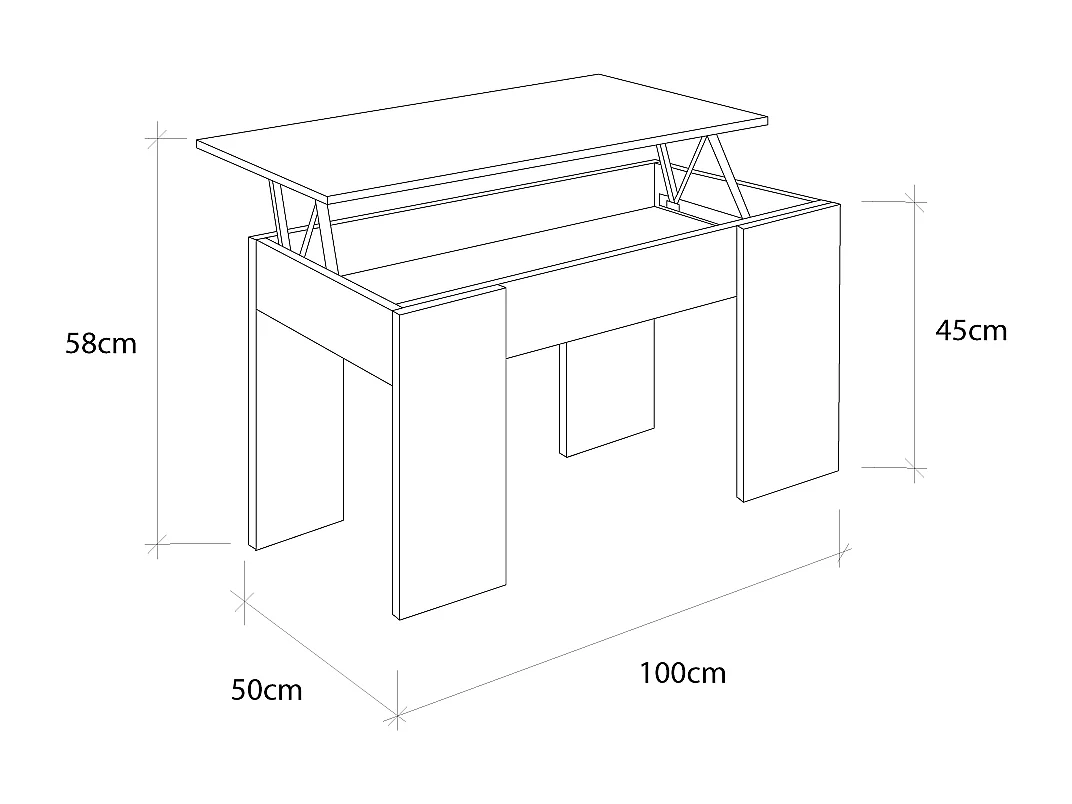 Mesa de centro elevable de 100x45x50 cm de estilo moderno en color gris Premier 2
