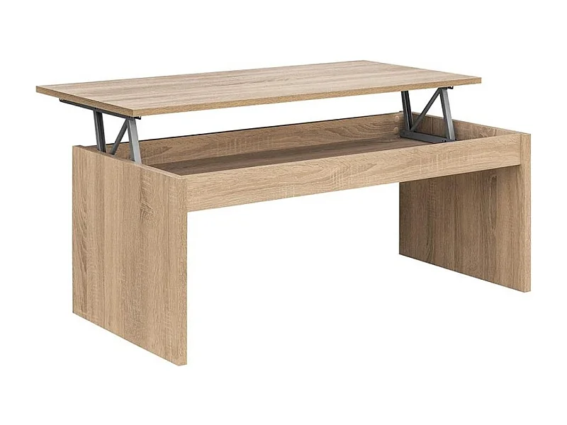 Mesa de centro elevable de 100x45x50 cm de estilo moderno en color roble Premier