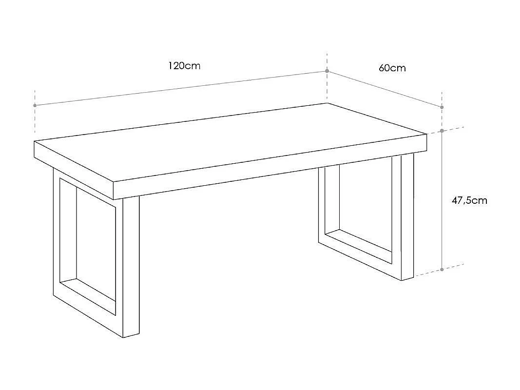 Mesa de centro elevable de 120x60x48 cm con sobre de madera y patas negras Darek