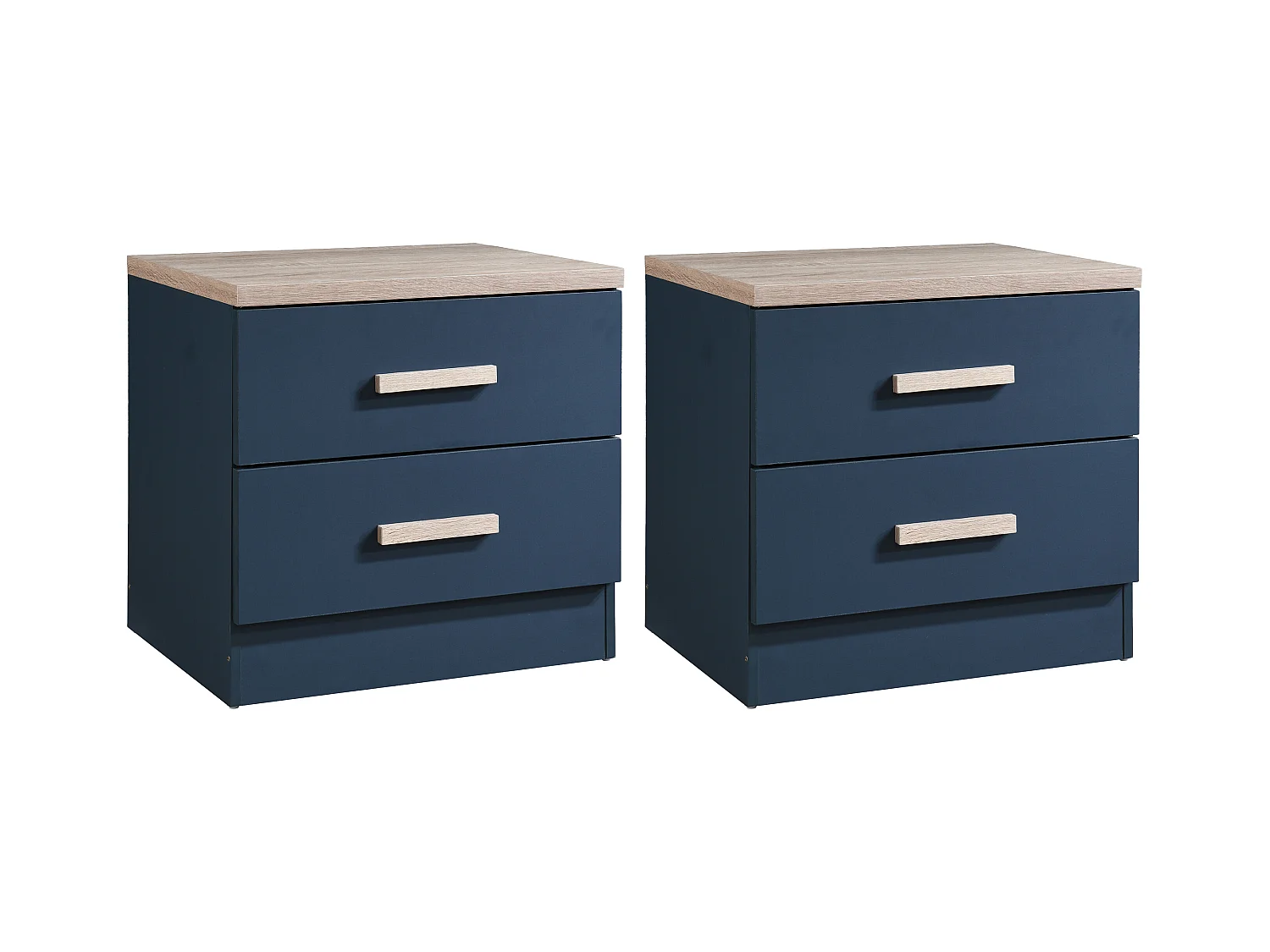 Comodino con 2 cassetti Blu e Naturale - Lotto di 2 - SKAIDO