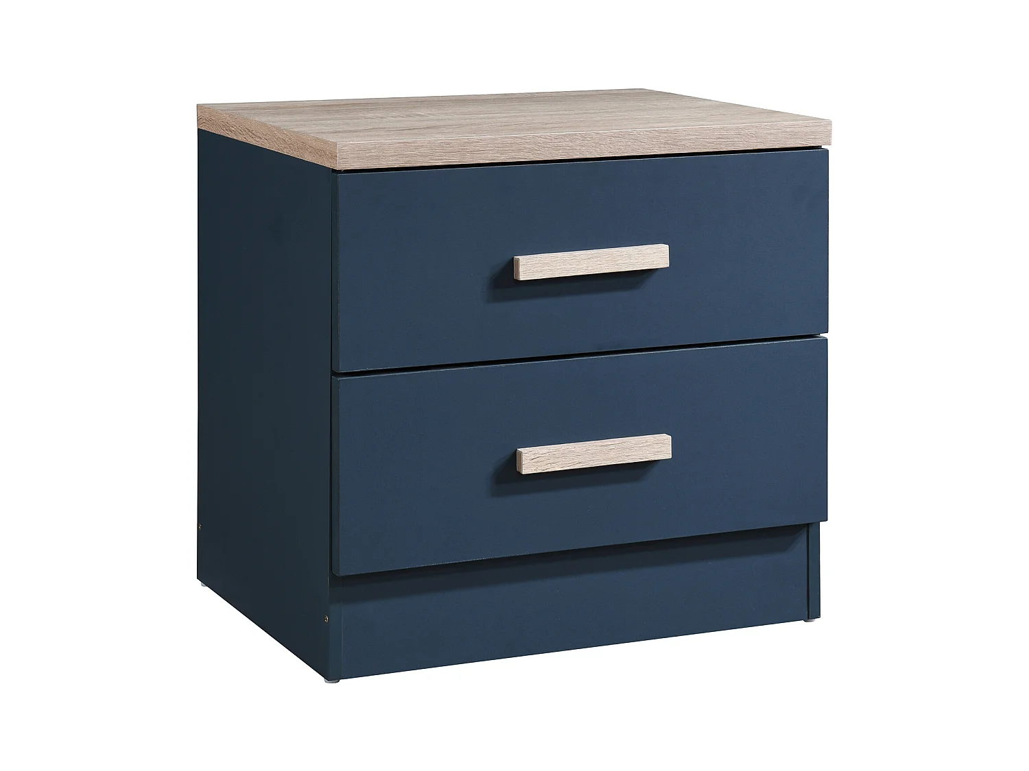 Sæt med 2 natborde med 2 skuffer - Blå og naturlig - SKAIDO