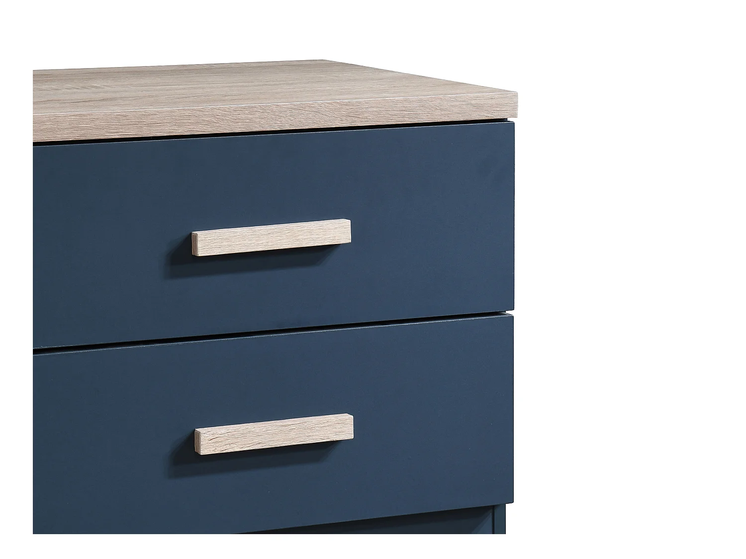 Sæt med 2 natborde med 2 skuffer - Blå og naturlig - SKAIDO