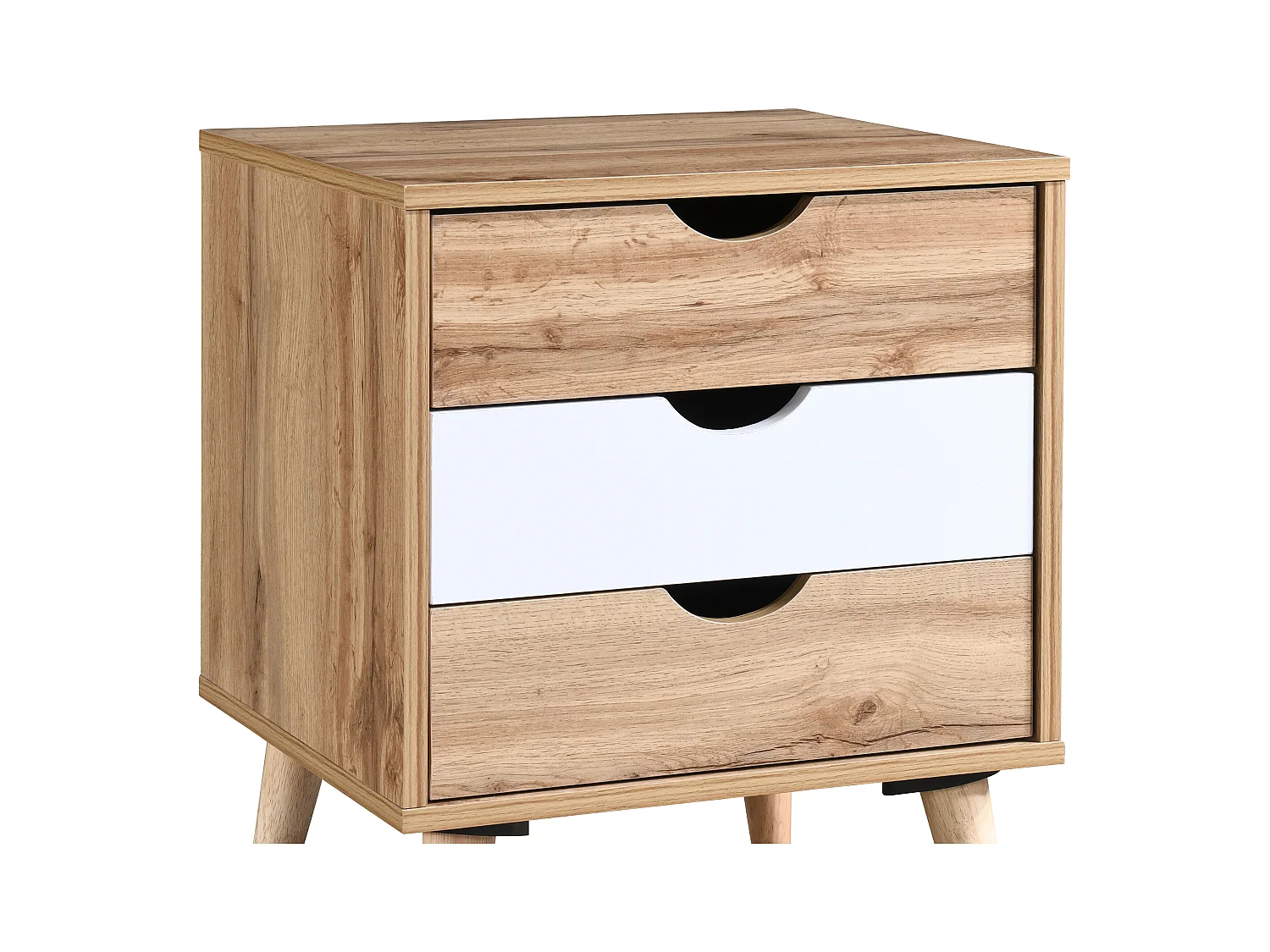Zestaw 2 szafek nocnych z 3 szufladami - Naturalny i biały - LURVIA