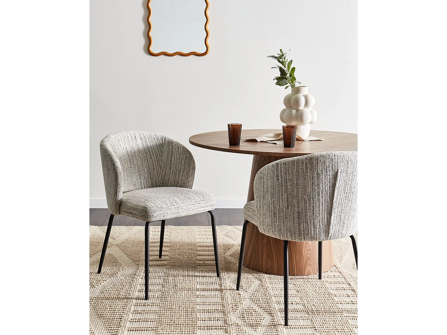 Set of 2 Dining Chairs ZANA Fabric White