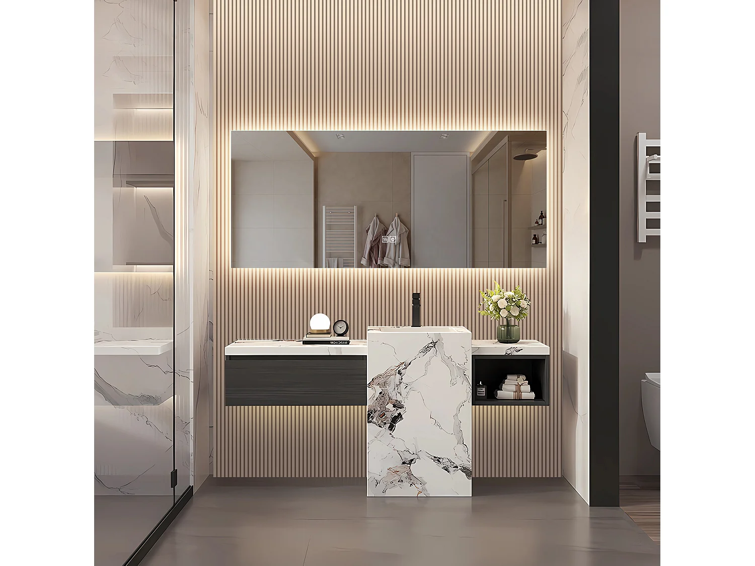 LED Badkamerspiegel - Verlichte Anti-Fog Wandspiegel 3 Helderheden, Frameloos, Geen Schuren, - Rechthoek 60x140cm