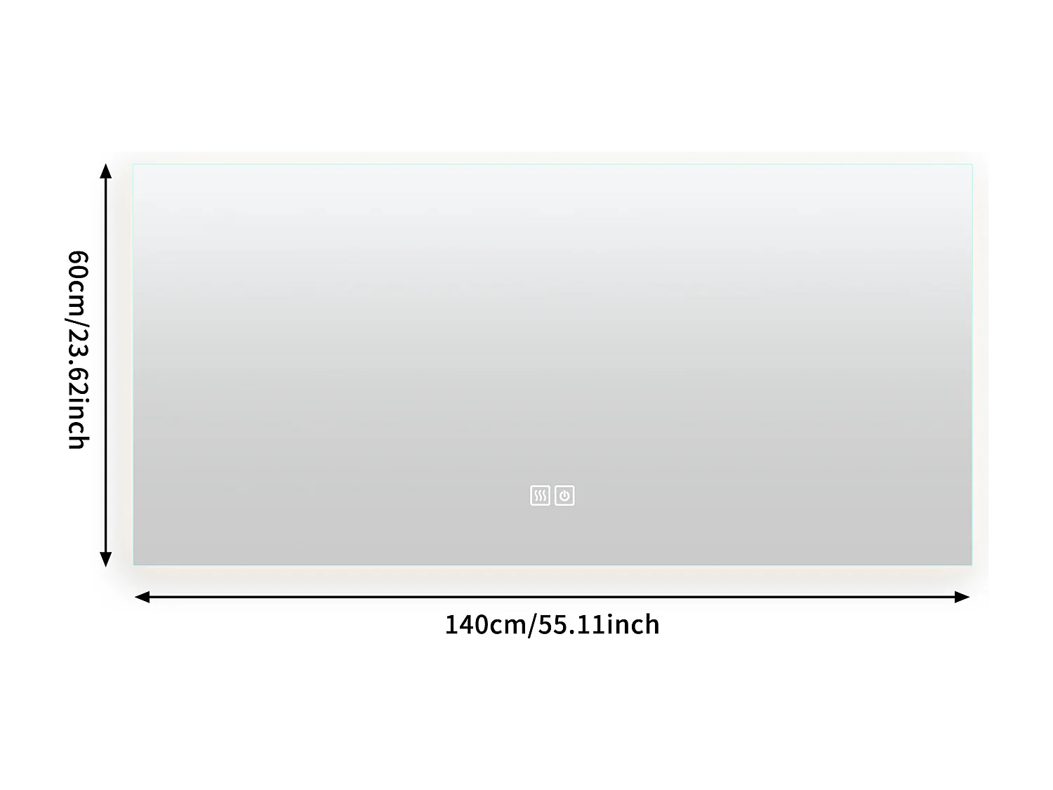 LED Badkamerspiegel - Verlichte Anti-Fog Wandspiegel 3 Helderheden, Frameloos, Geen Schuren, - Rechthoek 60x140cm