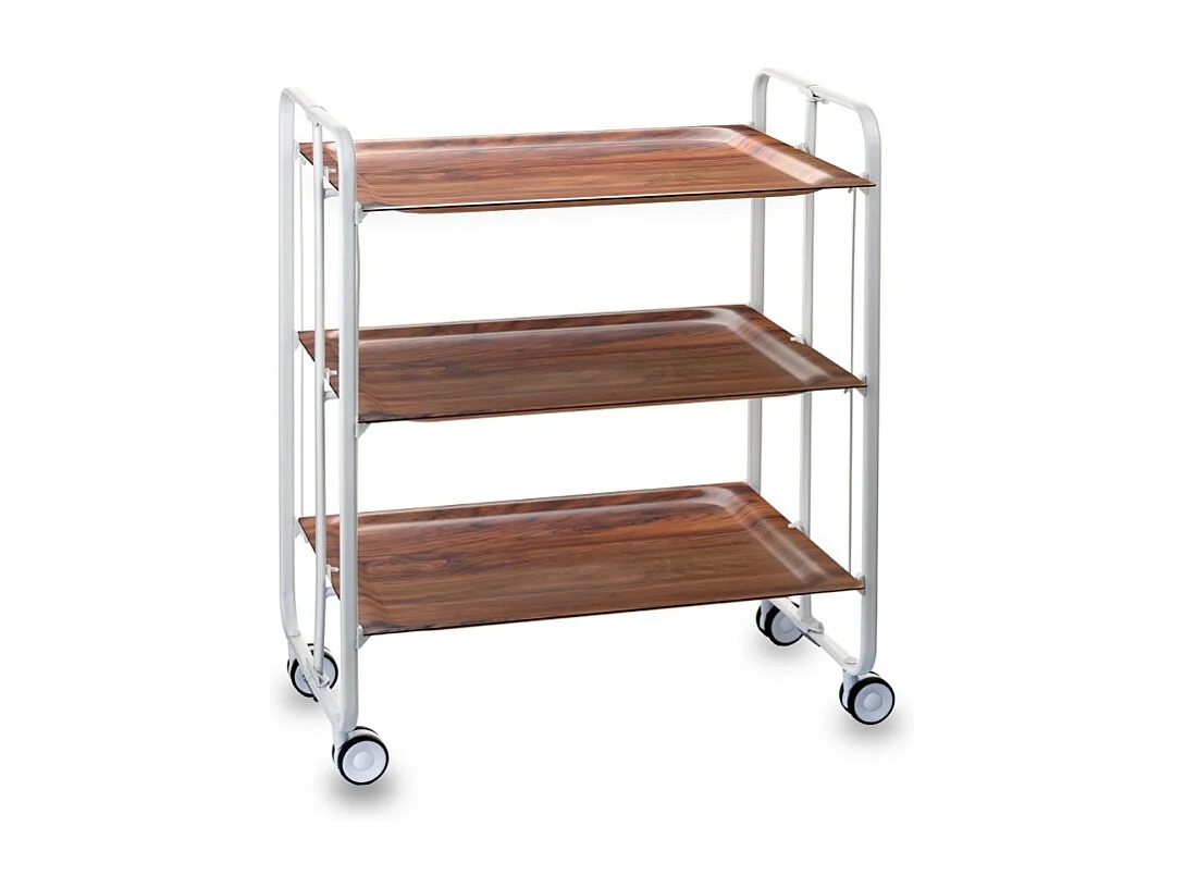 DON HIERRO - Carrito auxiliar plegable BAUHAUS blanco con ruedas – 3 niveles y 3 posiciones-