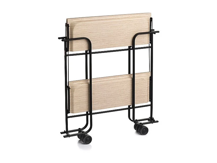 Servierwagen, klappbar, 2 Böden, Schwarzem Rahmen - Buchefarbene Laminatböden  - 72*66*43 cm - BAUHAUS
