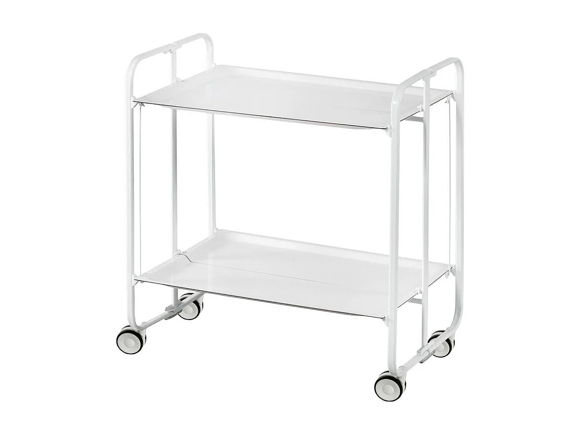 Carrito auxiliar plegable con ruedas - Estructura metálica blanca, 2 estantes blancos laminados – 72*66*43 cm - BAUHAUS