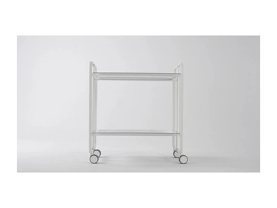 Carrito auxiliar plegable con ruedas - Estructura metálica blanca, 2 estantes blancos laminados – 72*66*43 cm - BAUHAUS