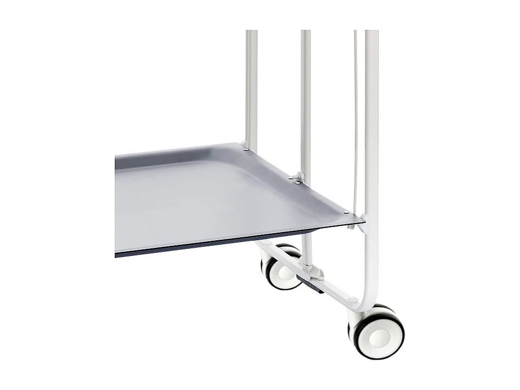 Klappbarer Servierwagen mit Rädern - Weißer Metallrahmen, 2 graue laminierte Etagen - 72*66*43 cm - BAUHAUS