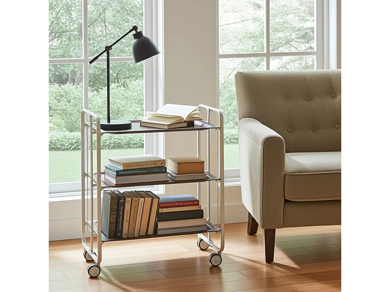 Carrello pieghevole da cucina BAUHAUS, 3 vassoi. Struttura bianca