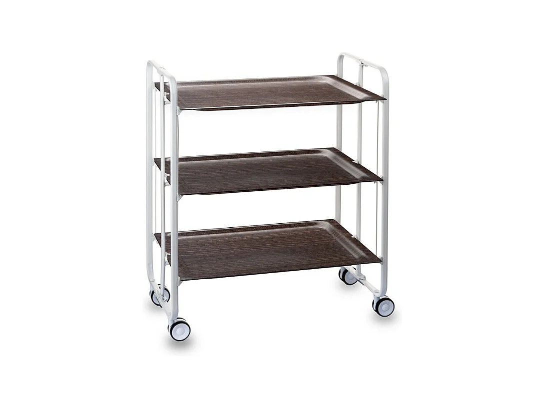 DON HIERRO - Carrito auxiliar plegable BAUHAUS con ruedas – Estructura metálica blanca, 3 niveles-