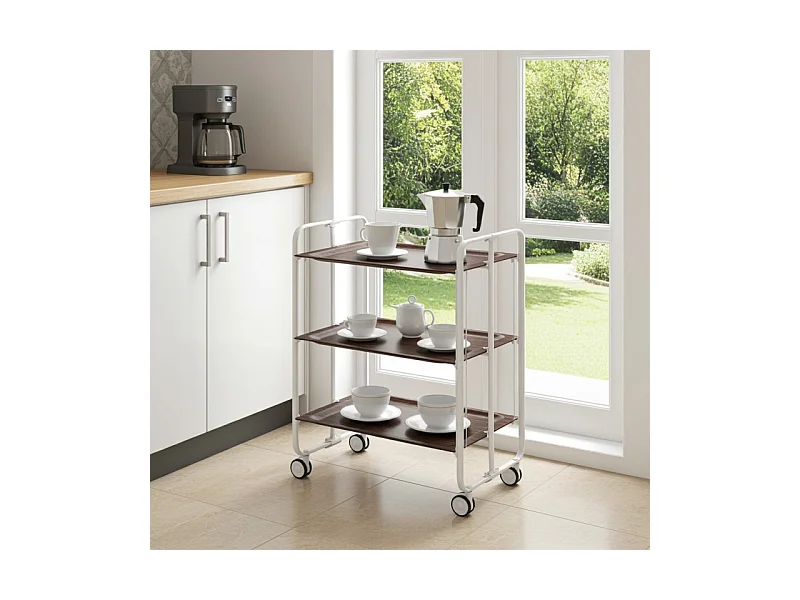 DON HIERRO - Carrito auxiliar plegable BAUHAUS con ruedas – Estructura metálica blanca, 3 niveles-