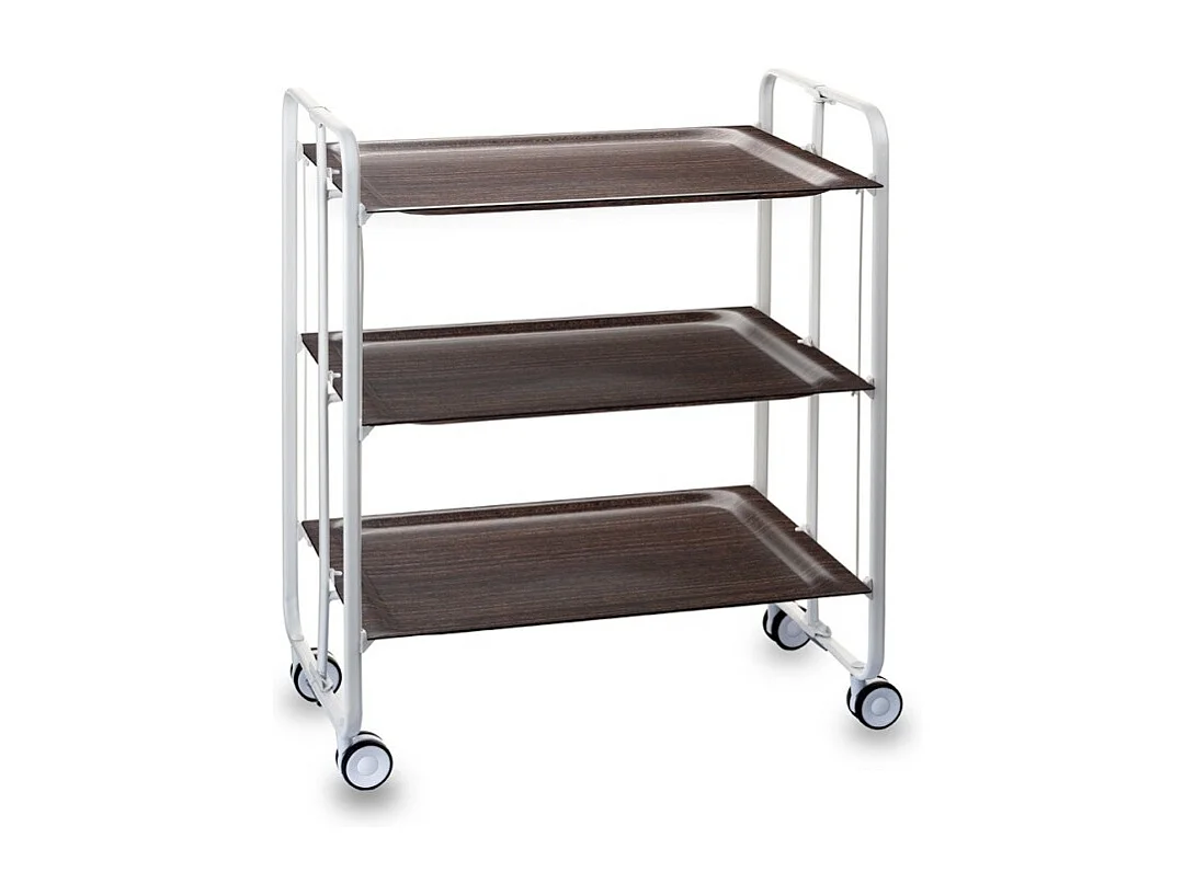 Klappbarer Servierwagen BAUHAUS mit Rollen – Metallgestell weiß, 3 Ebenen, 3 Positionen
