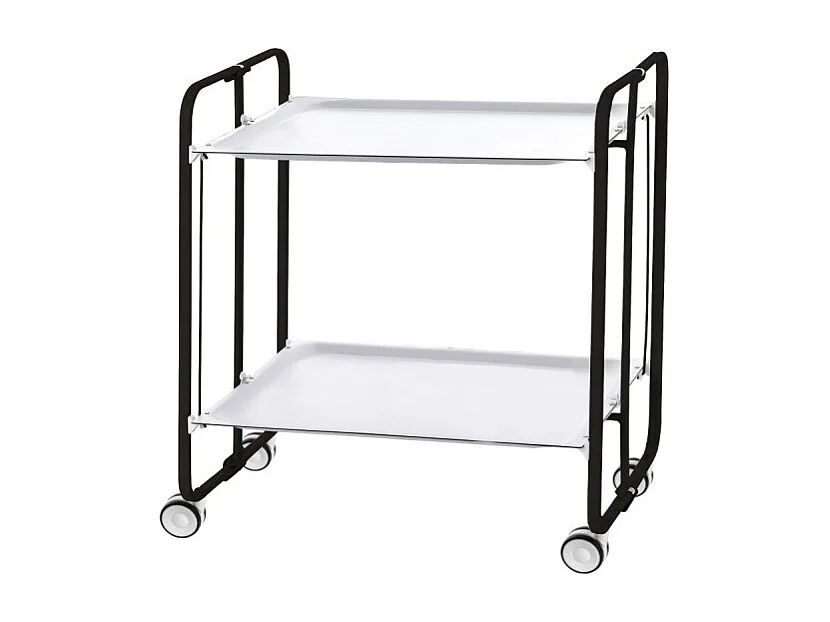 Carrello pieghevole con ruote - Struttura in metallo nero,2 ripiani in laminato bianco - 72*66*43 cm - BAUHAUS