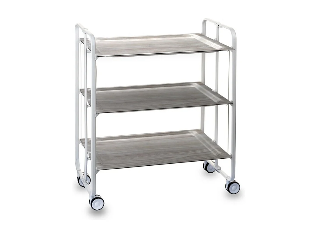 Carrello pieghevole da cucina BAUHAUS, 3 vassoi. Struttura bianca