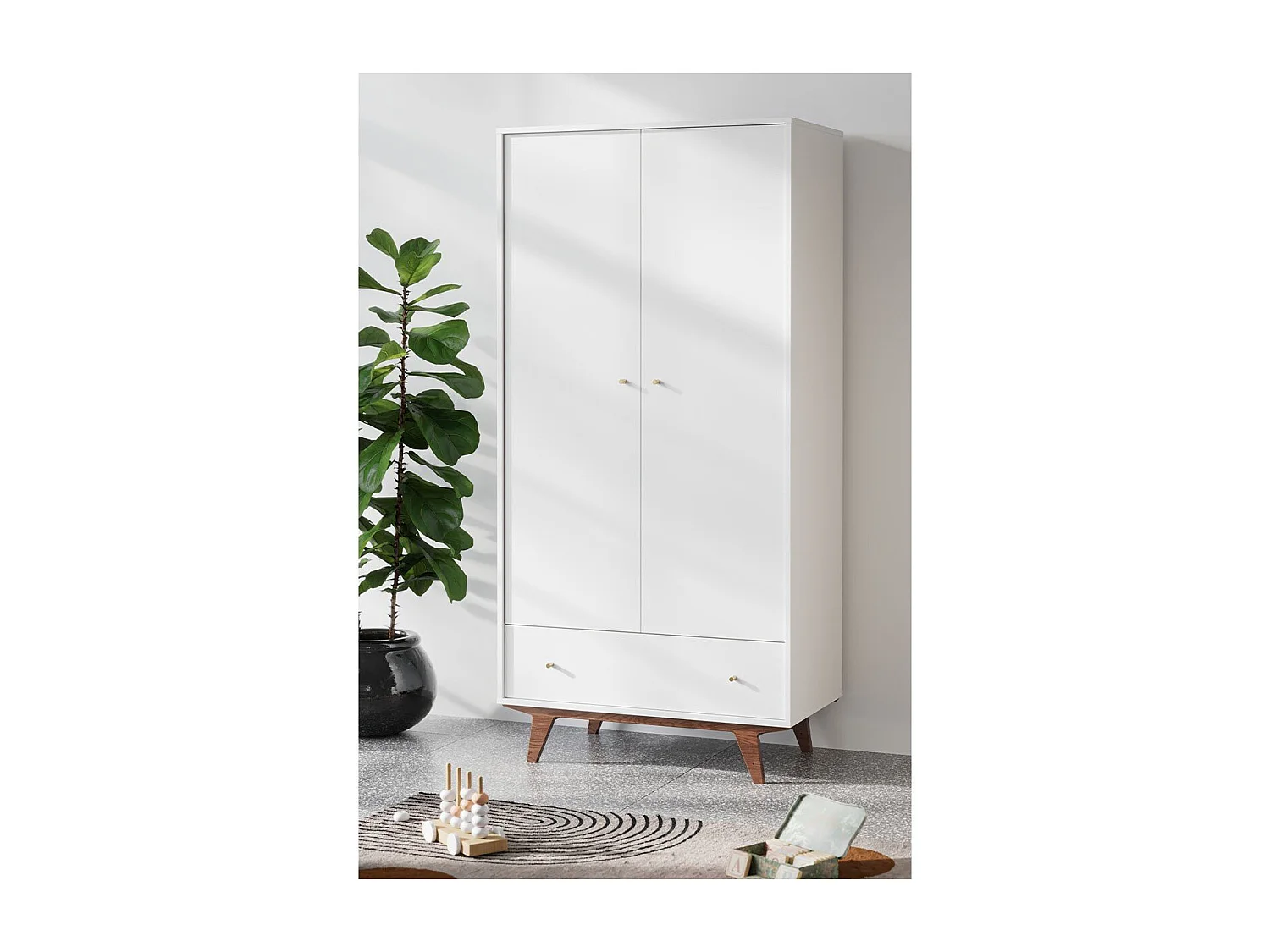 Armoire 2 portes 1 tiroir H185 cm - MID