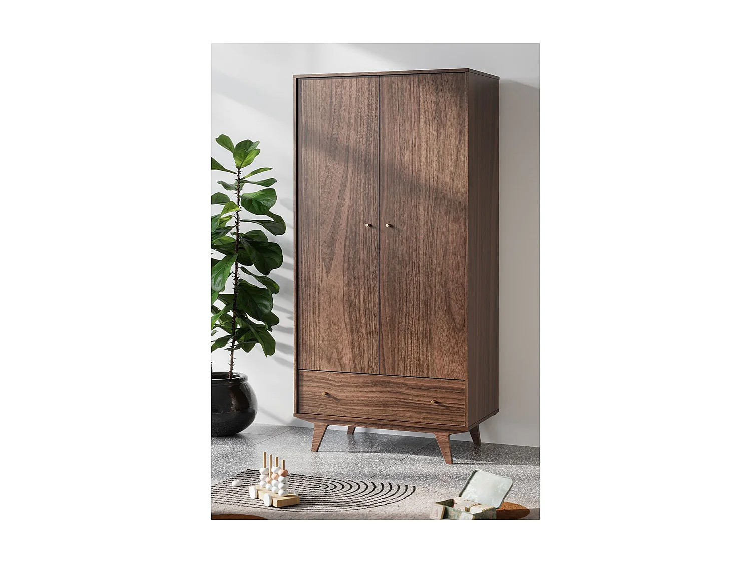 Armoire 2 portes 1 tiroir H185 cm - MID