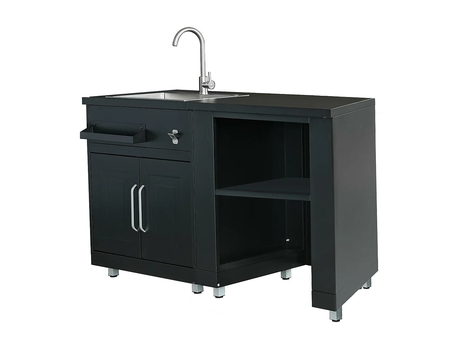 2-element buitenkeuken met zwarte spoelbak