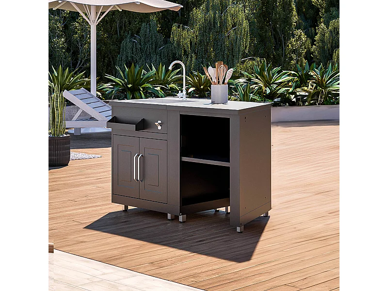 Cuisine d'extérieur 2 éléments avec évier noir