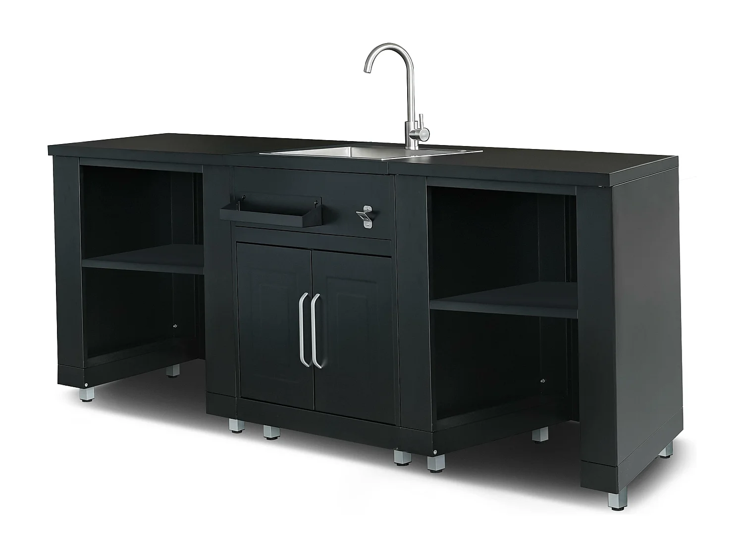 Cuisine d'extérieur 3 éléments avec évier noir