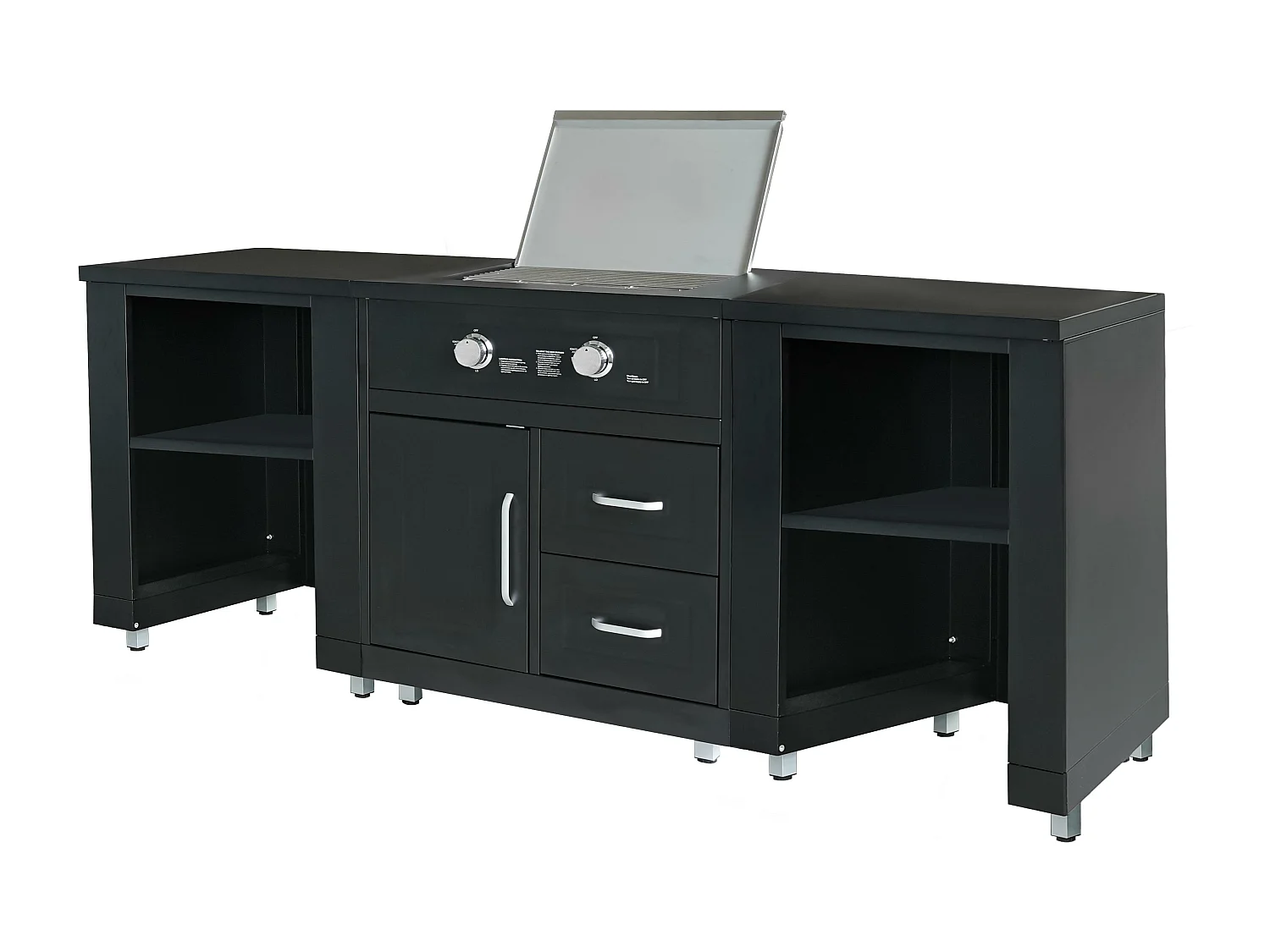 Cuisine extérieure 3 éléments avec gazinière noir