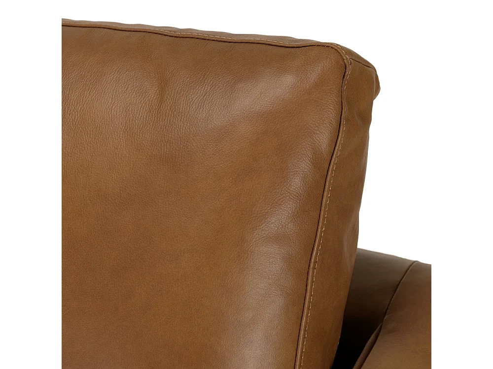 PIERRE - Canapé 3 places cuir couleur caramel assise capitonnée