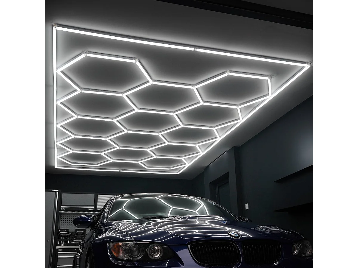 Plafonnier LED Hexagonaux 14 Lumières Blanches 120 Lumens 6500K & Bordure, Conception Modulaire Hexagonale [3 Choix de Montage, Kit de Plafond Suspendu INCLUS]