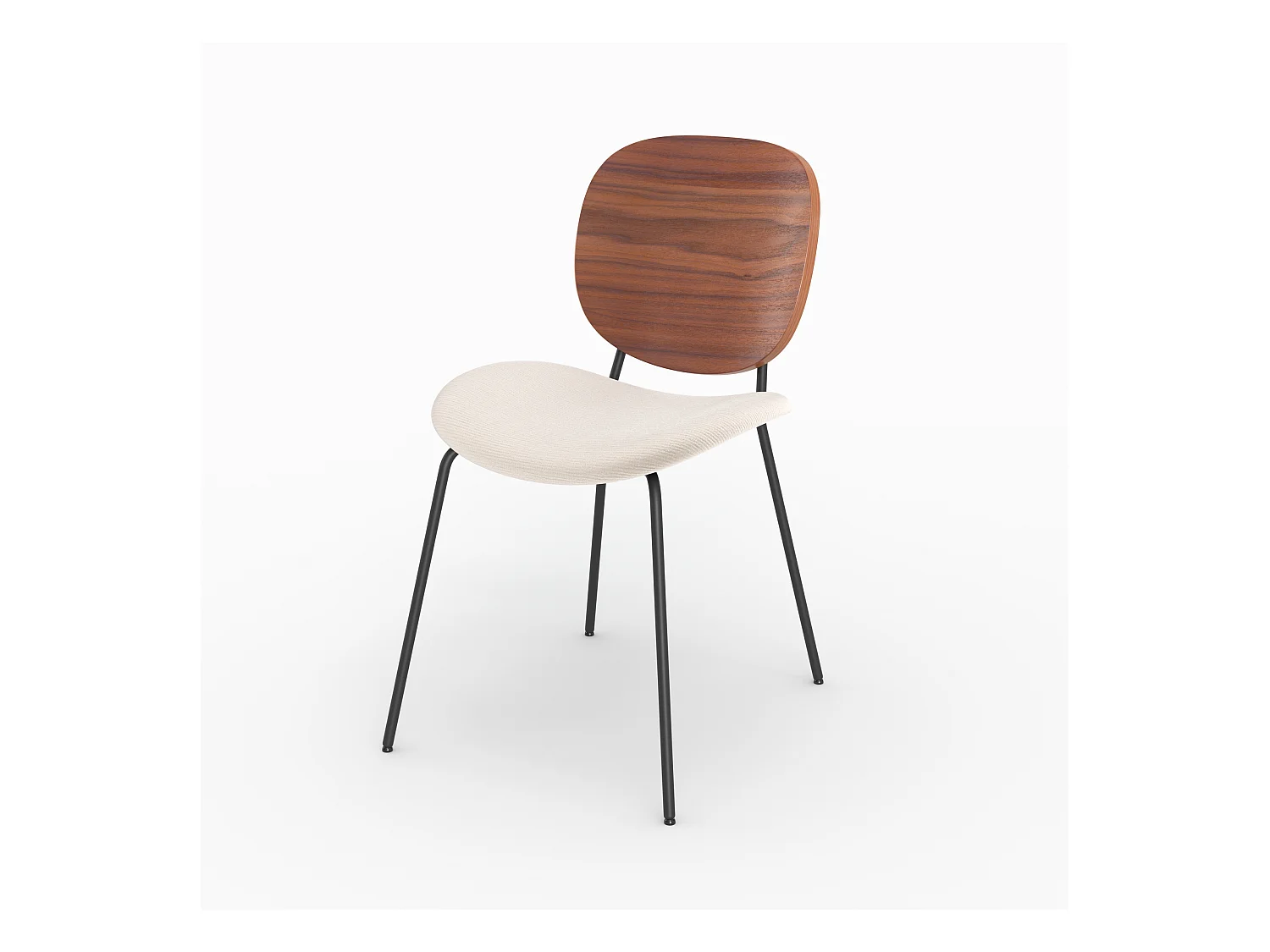 Lot de 2 chaises en tissu beige chiné et bois - Simone
