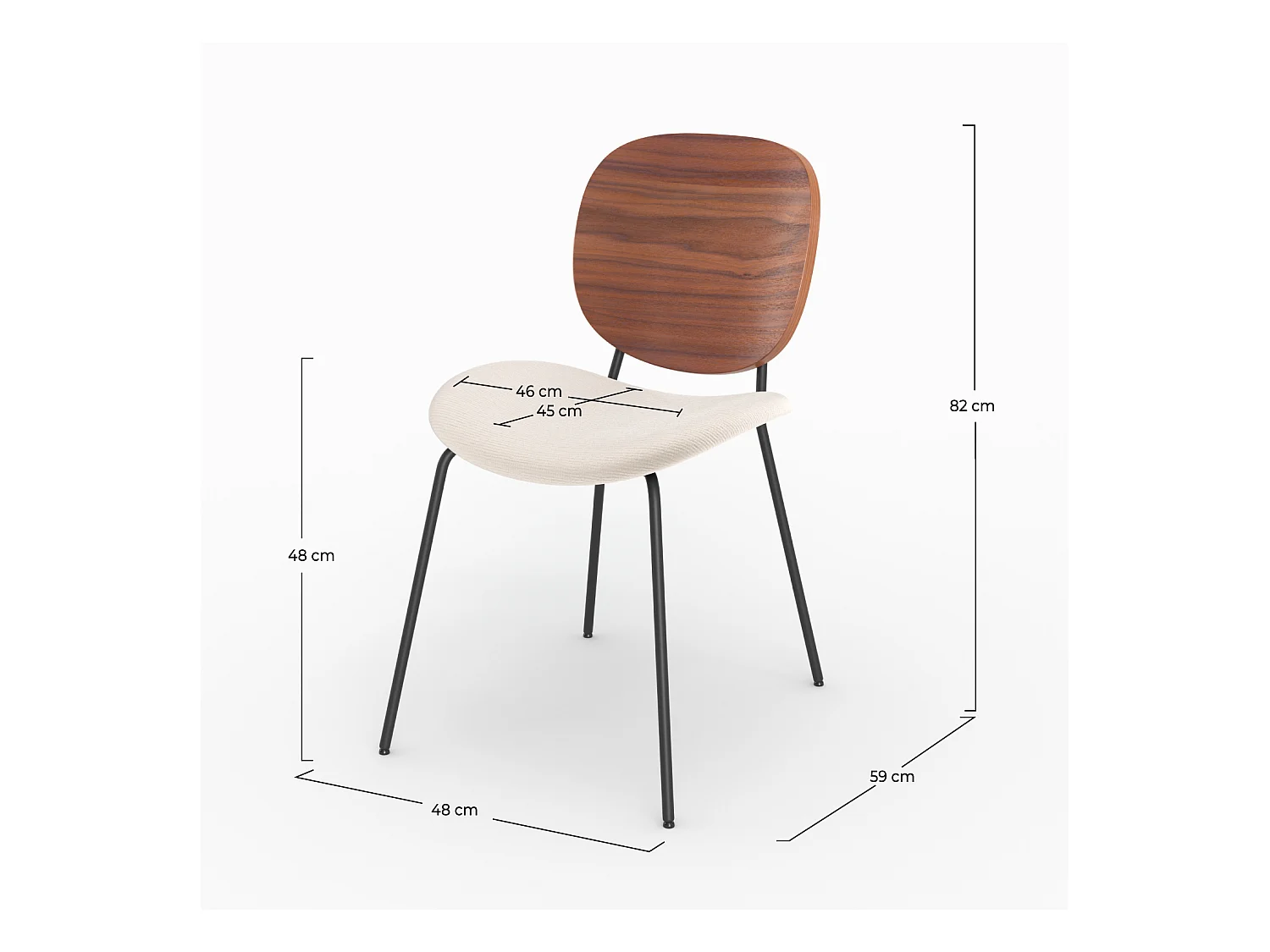 Lot de 2 chaises en tissu beige chiné et bois - Simone