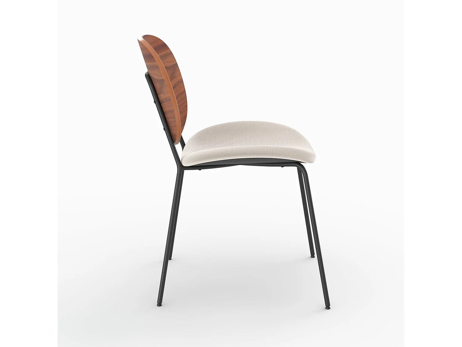 Lot de 2 chaises en tissu beige chiné et bois - Simone