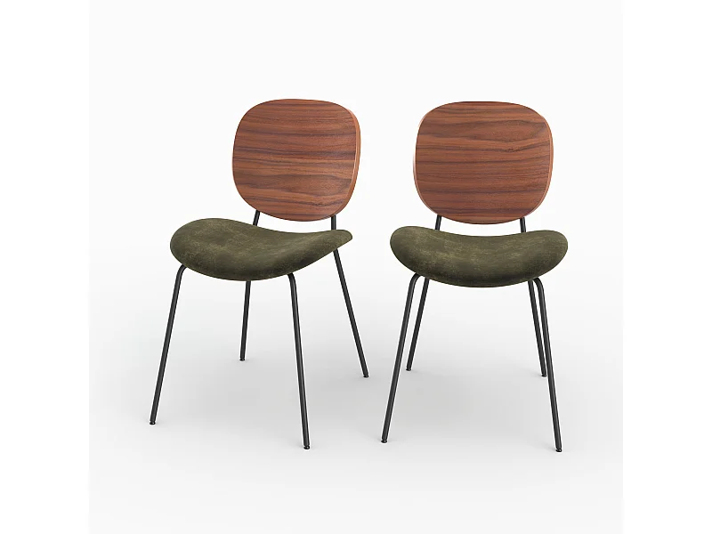 Lot de 2 chaises en velours vert kaki - Simone