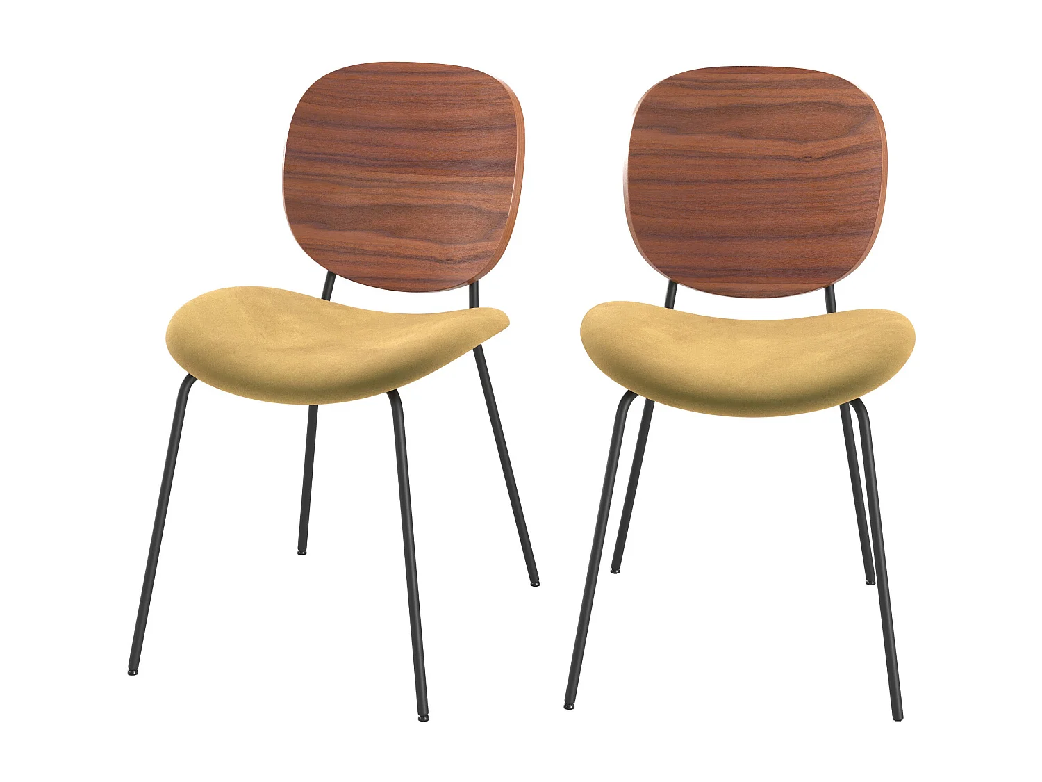Lot de 2 chaises en velours jaune moutarde - Simone