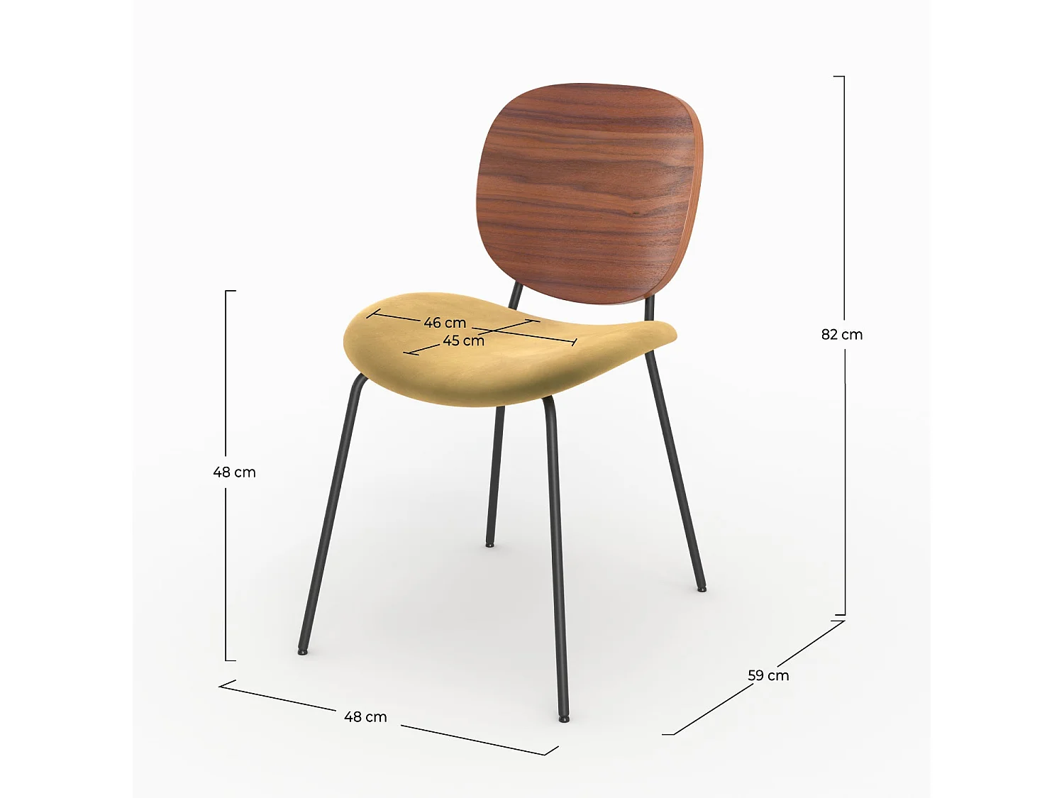 Lot de 2 chaises en velours jaune moutarde - Simone