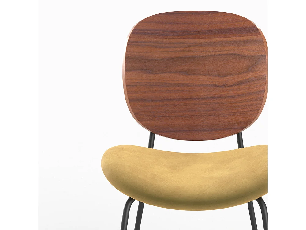 Lot de 2 chaises en velours jaune moutarde - Simone