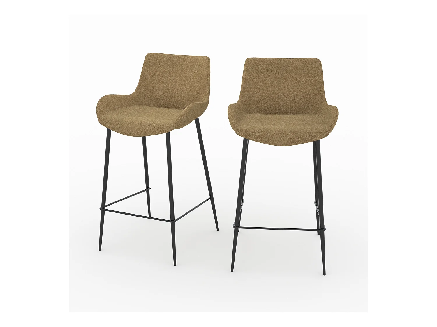 Lot de 2 chaises pour îlot central en tissu jaune 65 cm - Pirata