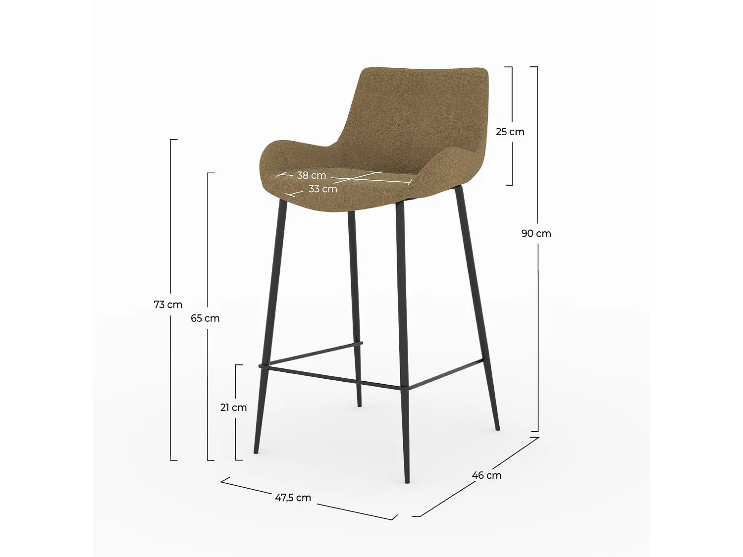 Set de 2 sillas de bar de tela amarilla 65cm - Pirata
