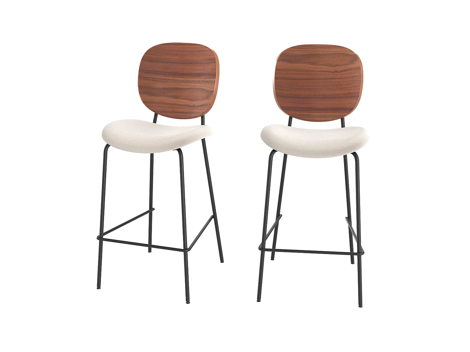 Set de 2 sillas de bar de tela beige 65,5cm - Simone