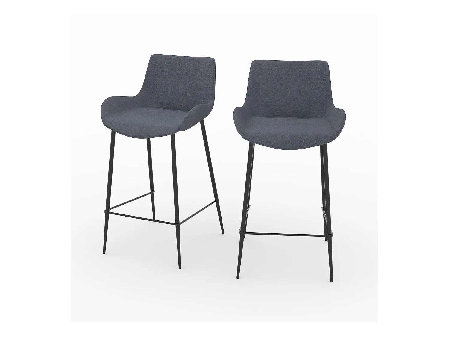 Set di 2 sedie da bar in tessuto bouclé grigio 65cm - Pirata