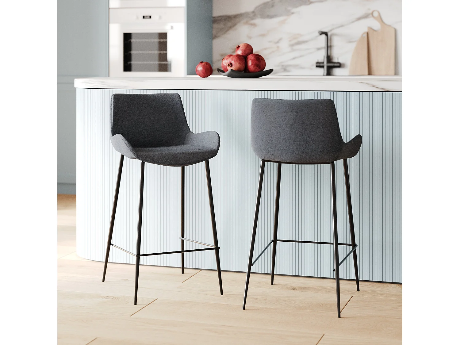 Set di 2 sedie per isola centrale in tessuto grigio 65 cm - Pirata