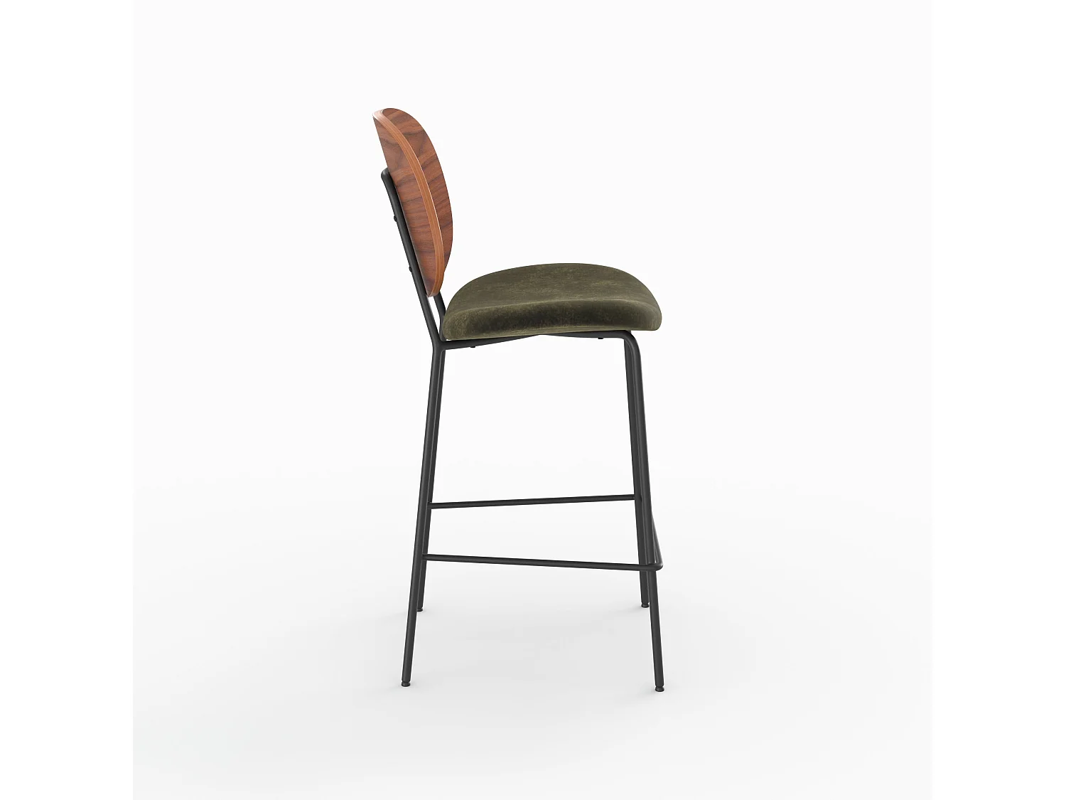 Lot de 2 chaises pour îlot central 65,5 cm en velours vert kaki - Simone