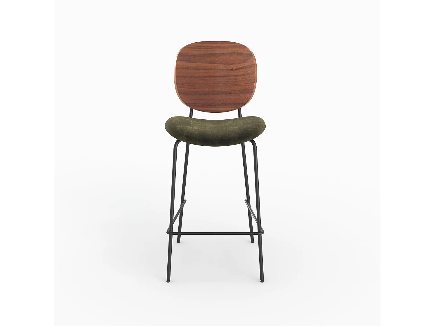 Lot de 2 chaises pour îlot central 65,5 cm en velours vert kaki - Simone