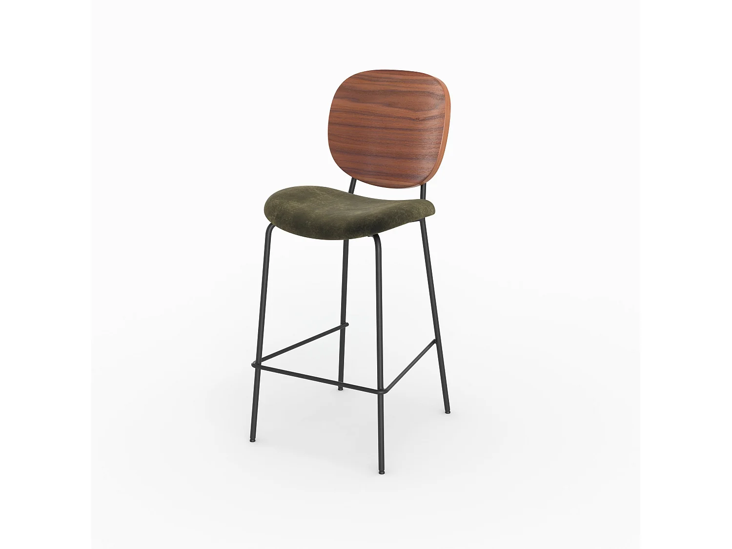 Lot de 2 chaises pour îlot central 65,5 cm en velours vert kaki - Simone