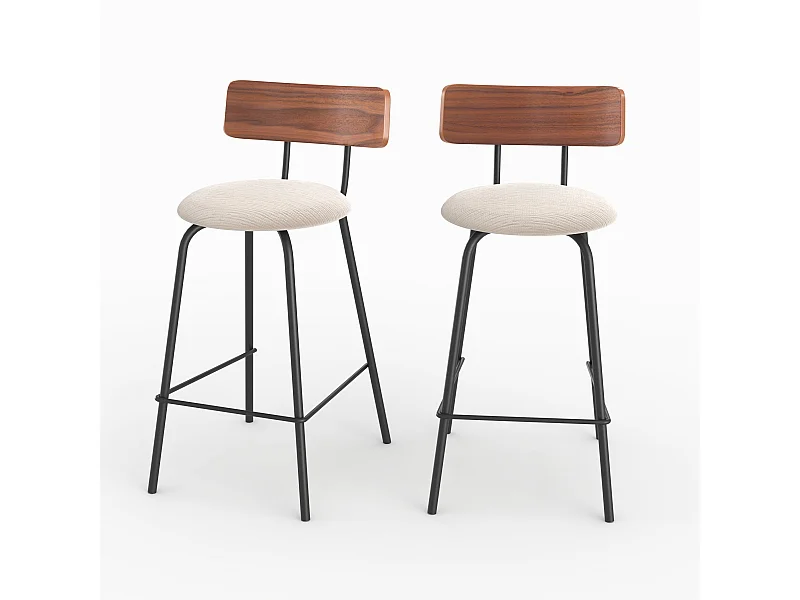 Set de 2 sillas de bar de tela beige 64cm - Alize