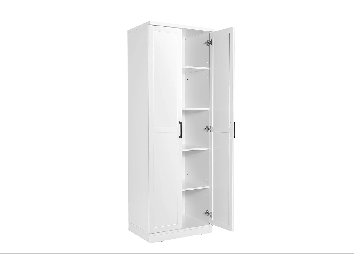 Armoire de Rangement, Armoire Chambre 2 Portes et 4 Étagères, Poignée en Métal, Armoire Multifonctionnelle, Blanc, 59 x 43,5 x 178cm