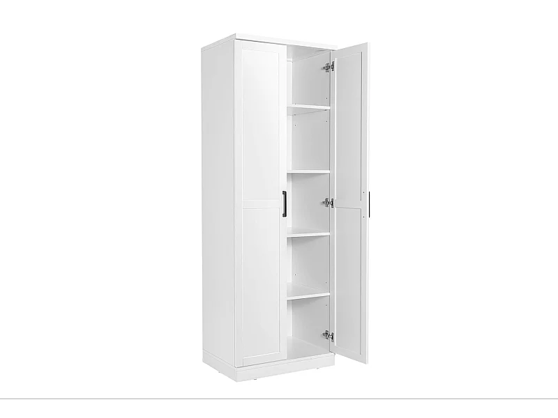 Armoire de Rangement, Armoire Chambre 2 Portes et 4 Étagères, Poignée en Métal, Armoire Multifonctionnelle, Blanc, 59 x 43,5 x 178cm