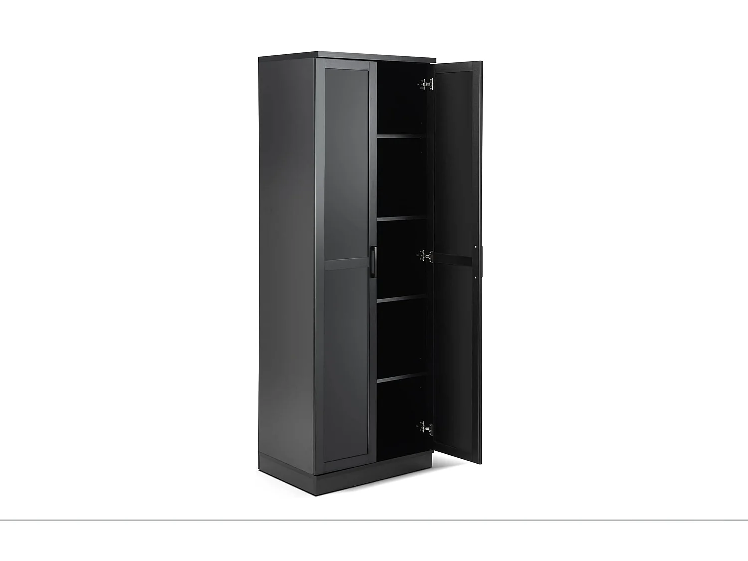 Armoire de Rangement, Armoire Chambre 2 Portes et 4 Étagères, Poignée en Métal, Armoire Multifonctionnelle, 59 x 43,5 x 178cm (Noir)
