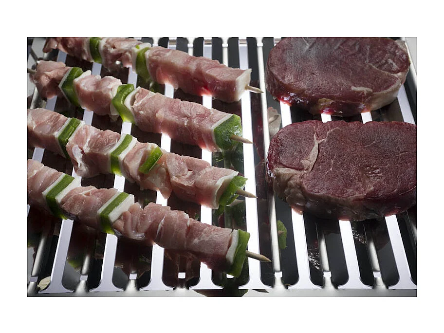 Edelstahl Grillrost, Maße der Grillfläche: 35 ( ⟷ ) 35 ( ⤢ ) cm, speziell für Fleisch, ABRASAME